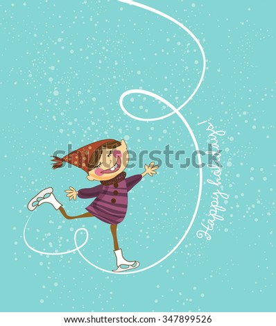 Girl skates vector illustration