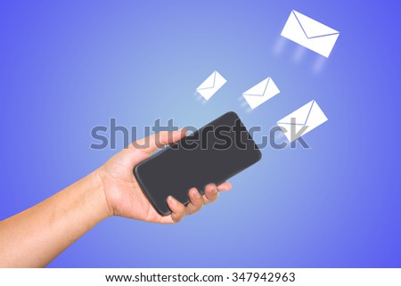 Hand holding smart phone on on communication