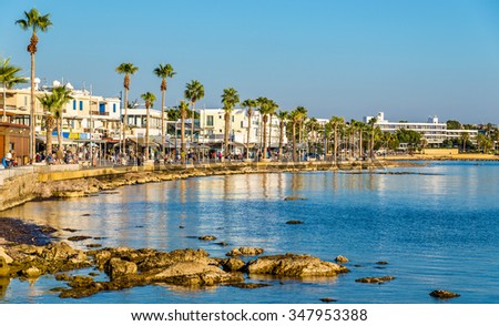 View of embankment at Paphos Harbour - Cyprus Royalty-Free Stock Photo #347953388