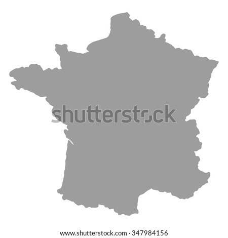 Map of France gray silhouette on a white  background