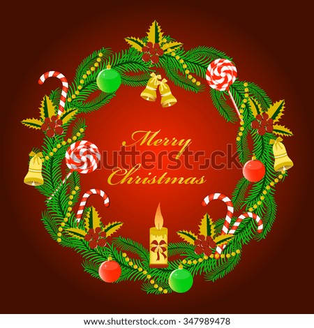 Christmas wreath. Abstract vector illustration