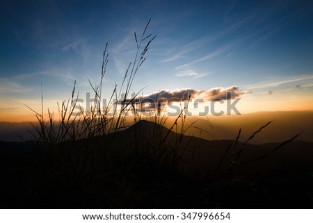 Sunset,sunset on the mountain,evening on the mountain,good view ,blue sky