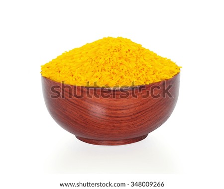 Rice minions herbal mix yellow from turmeric isolated on white background. this has clipping path.