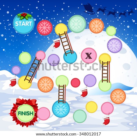 Game template with snow on land illustration