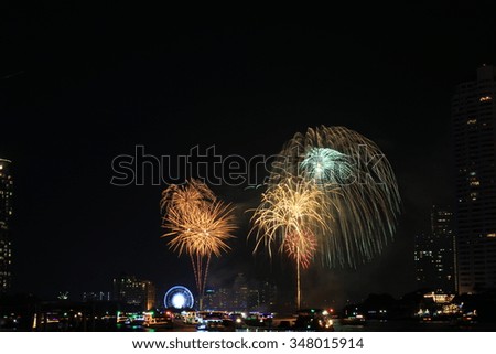 New Year fireworks display on the river, Bangkok