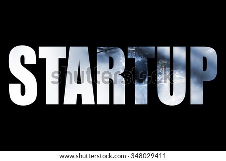 Startup inscription with photos in letters.