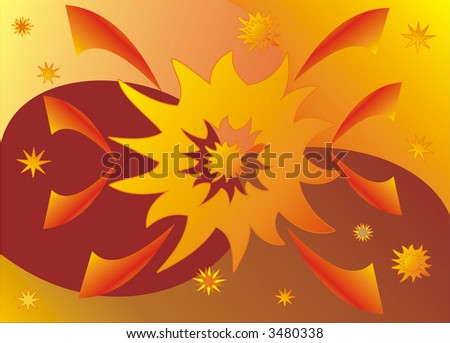 Vector illustration of abstract shapes and sun. Suitable for background