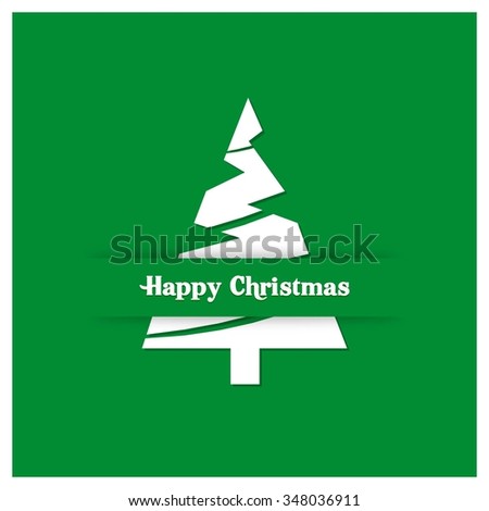 Merry Christmas card, stylized Christmas tree on decorative background. Design elements for holiday cards. Green Xmas decorated tree icon. vector illustration