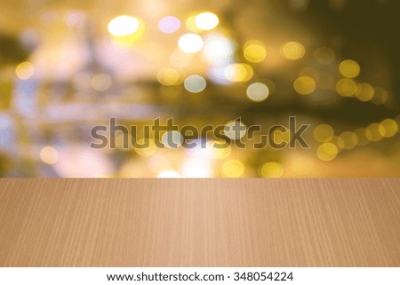 wood texture on gold bokeh background. gold bokeh abstract bokeh for Christmas night light holiday