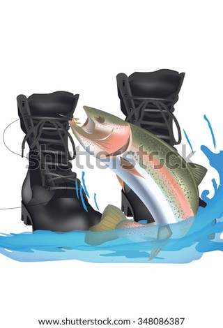 fishing trout water in hiking boots