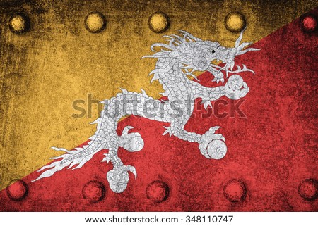 Bhutan flag old metal textured background