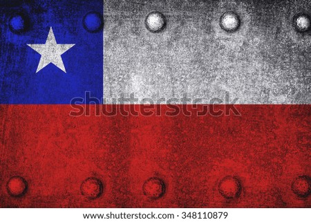 Chile flag old metal textured background
