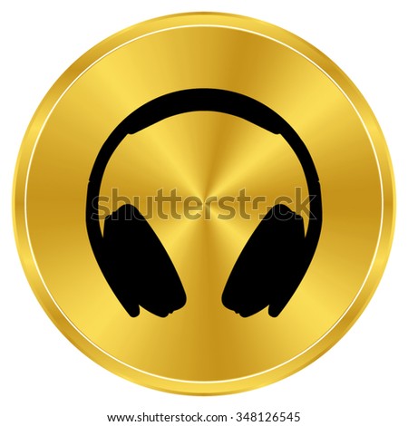 Headphones - gold vector icon
