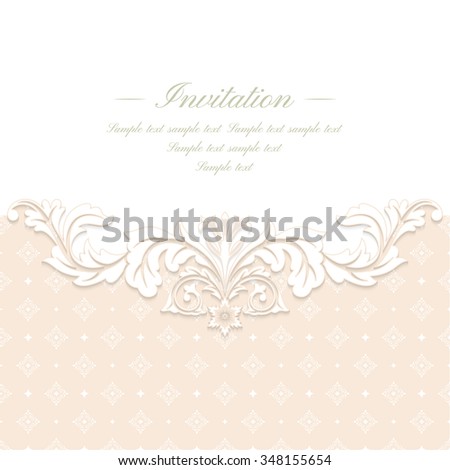 Baroque ornate frame with place for text. Stylish invitation card. Elegant greeting card. Vector element of graphic design