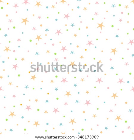 Holiday pattern colored stars on a white background.

