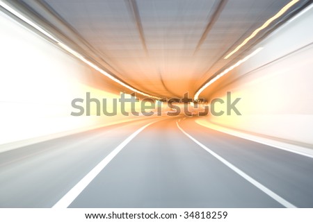 A tunnel colored with red