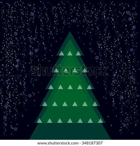 various christmas tree with snow - vector illustration