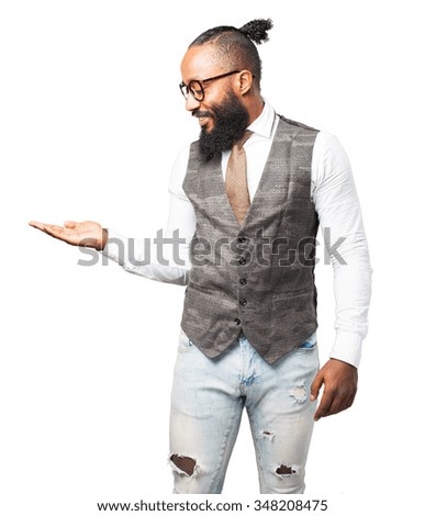 business black man holding gesture