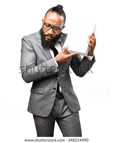 business black man holding a white box