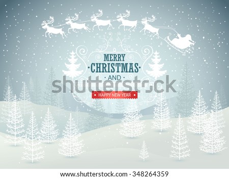 Christmas winter landscape background. Vector illustration.