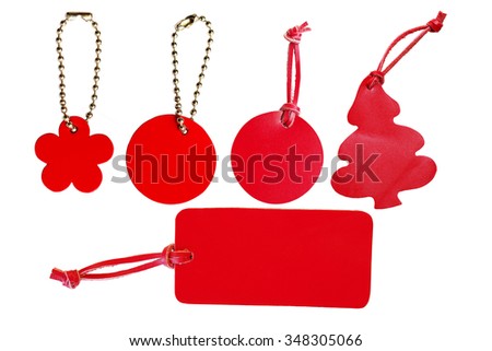 Red leather price tag set 
