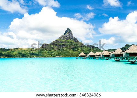 French Polynesia, Bora Bora and Moorea islands. Royalty-Free Stock Photo #348324086