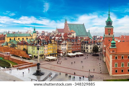 Panoramic view of Warsaw in a summer day n Poland Royalty-Free Stock Photo #348329885