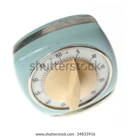egg timer or one hour cooking clock. time equipment isolated on white