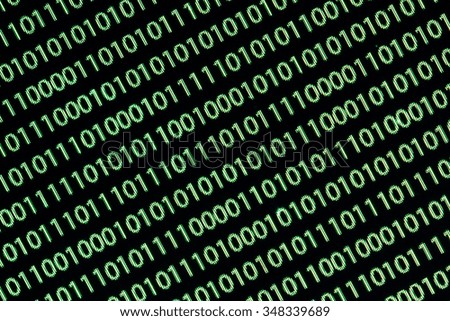 Binary code on computer screen texture.