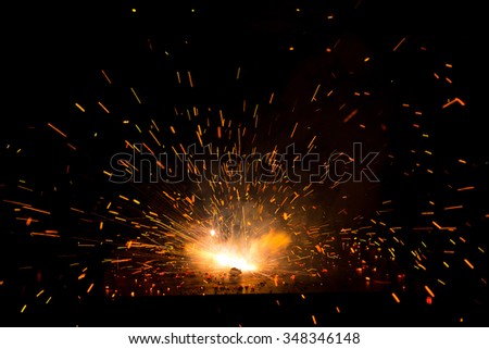 fire of fire cracker explosion on black background