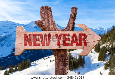 New Year arrow with winter background