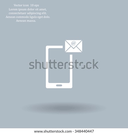 Send a letter icon, mobile phone and mail. Vector illustration
