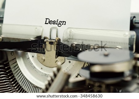 Design - Paper Sheets in Old Vintage Typewriter . Business concept on Toned, Grain Effect, Shallow Depth Of Field and Blurred Background