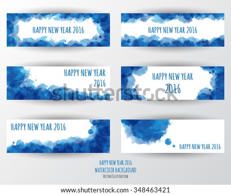 Watercolor 2016 Happy New Year banner background.vector.