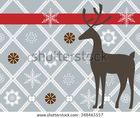 reindeer with wallpaper design snowflakes