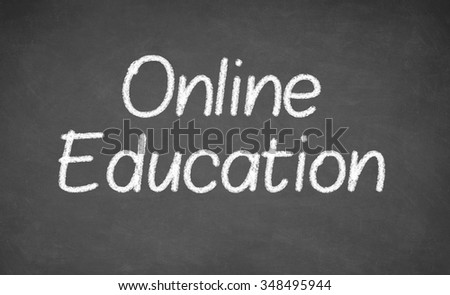 Online Education - made with white chalk on a blackboard