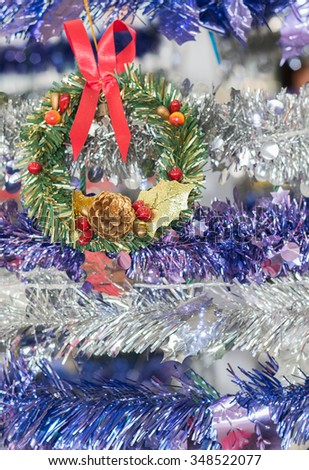 Christmas Berries garland and tinsel for the holiday background