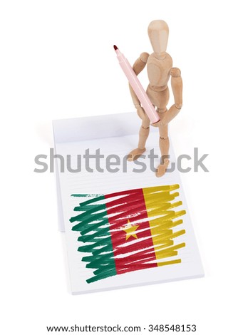 Wooden mannequin made a drawing of a flag - Cameroon