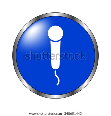 Microphone - vector icon on the blue button