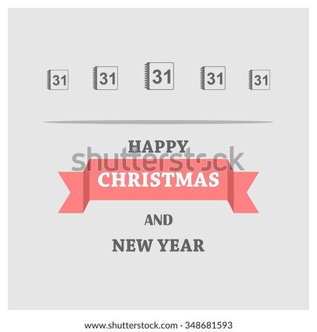 25th December Christmas day calendar icon greeting card