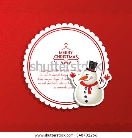 Isolated label with a snowman icon on a red background