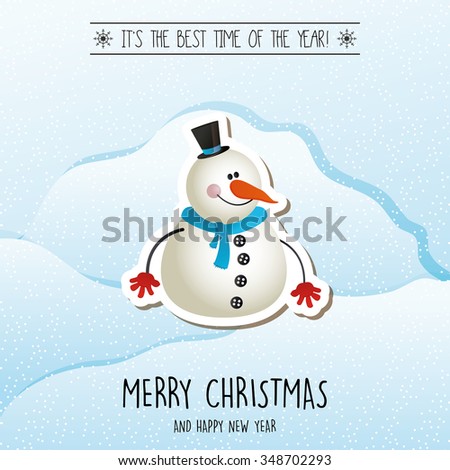 Isolated snowman icon on a blue background