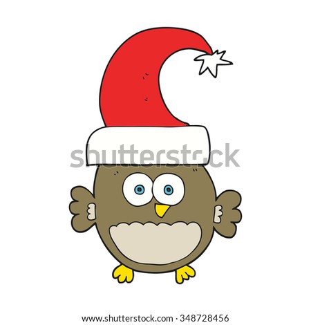 freehand drawn cartoon little christmas owl