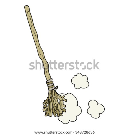 freehand drawn cartoon witch's broom