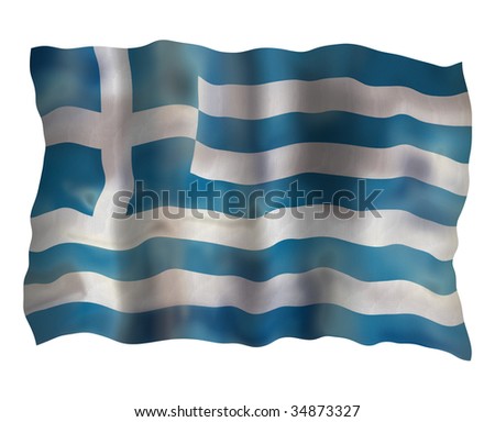 vintage Greece national flag. Illustration on white background