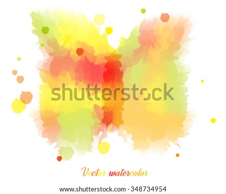 Vector bright red and yellow watercolor stains