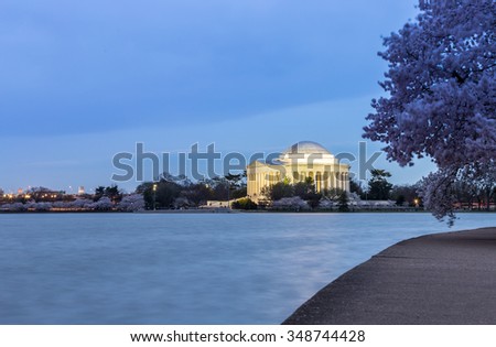 Thomas Jefferson Memorial building at dusk Washington, DC
