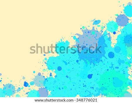 Vibrant bright blue watercolor artistic splashes frame with room for text.