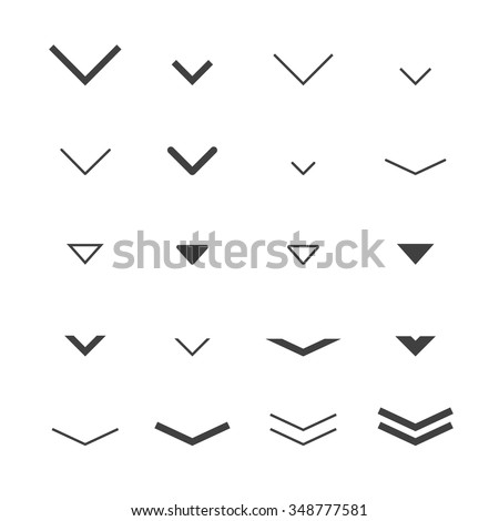 Arrow  buttons down set for scrolling design. Vector trendy design.