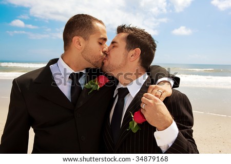 two gay men kissing